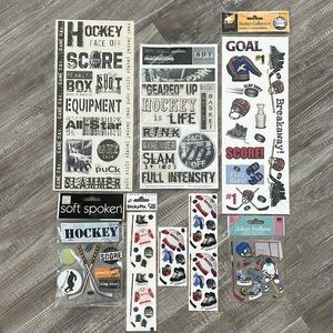 NWT 6 Hockey Themed Sticker Packages - Variety of Sizes and Styles!